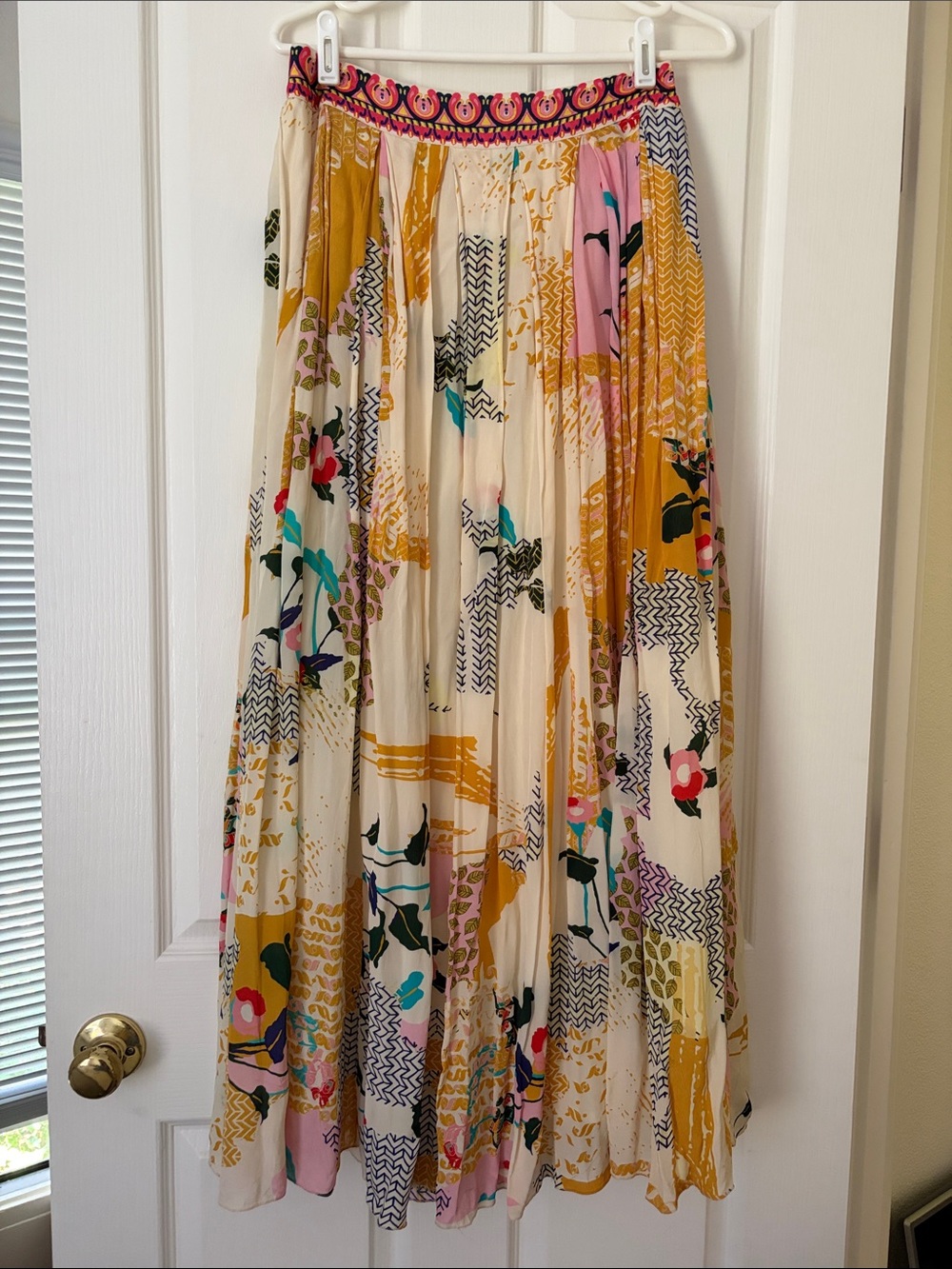 Bhanuni By Jyoti from Anthropologie Floral Patchwork Pleated Maxi Skirt